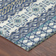 8' Blue And Gray Round Striped Washable Indoor Outdoor Area Rug