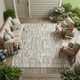 9' X 12' Ivory And Silver Geometric Washable Indoor Outdoor Area Rug