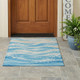 3' X 5' Sky Blue And Blue Abstract Washable Indoor Outdoor Area Rug