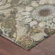8' Beige And Brown Round Floral Washable Indoor Outdoor Area Rug