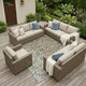 8' X 10' Khaki And Brown Floral Washable Indoor Outdoor Area Rug