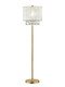 65" Gold And White Novelty Floor Lamp With White Fabric Drum Shade