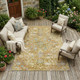 10' X 14' Gold And Copper Floral Medallion Washable Indoor Outdoor Area Rug