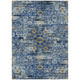 8' X 10' Navy Blue And Blue Floral Medallion Washable Indoor Outdoor Area Rug