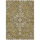 9' X 12' Walnut And Gold Floral Medallion Washable Indoor Outdoor Area Rug