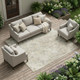 9' X 12' Ivory And Silver Abstract Washable Indoor Outdoor Area Rug