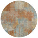 8' Orange And Rust Round Abstract Washable Indoor Outdoor Area Rug