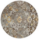 8' Brown And Coffee Round Floral Washable Indoor Outdoor Area Rug