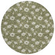 8' Olive Green And Green Round Floral Washable Indoor Outdoor Area Rug