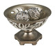 13" Brushed Silver Leaf Polyresin Decorative Pedestal Bowl with Orbs