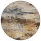 8' Khaki And Brown Round Abstract Washable Indoor Outdoor Area Rug