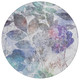 8' Blue And Silver Round Botanical Leaves Washable Indoor Outdoor Area Rug