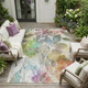 9' X 12' Green And Ivory Botanical Leaves Washable Indoor Outdoor Area Rug