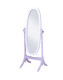 59" Purple And White Wood Freestanding Oval Framed Cheval Mirror