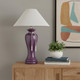35" Red Burgundy Glaze Ceramic Urn Table Lamp With White Classic Empire Shade
