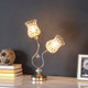 19" Gold Two Light Bedside Table Lamp With Clear Novelty Shade
