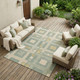 9' X 12' Sage And Green Geometric Washable Indoor Outdoor Area Rug