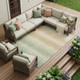 10' X 14' Green And Linen Striped Washable Indoor Outdoor Area Rug