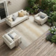 9' X 12' Ivory And Beige Striped Washable Indoor Outdoor Area Rug