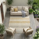 9' X 12' Taupe And Brown Striped Washable Indoor Outdoor Area Rug