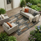 8' X 10' Charcoal And Gray Striped Washable Indoor Outdoor Area Rug