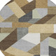 8' Brown And Graphite Round Geometric Washable Indoor Outdoor Area Rug