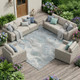9' X 12' Pewter And Gray Abstract Washable Indoor Outdoor Area Rug