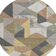 8' Graphite And Gray Round Geometric Washable Indoor Outdoor Area Rug