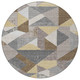 8' Brown And Silver Round Geometric Washable Indoor Outdoor Area Rug