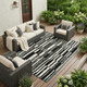 9' X 12' Black And Graphite Striped Washable Indoor Outdoor Area Rug
