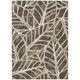 8' X 10' Chocolate And Brown Botanical Leaves Washable Indoor Outdoor Area Rug