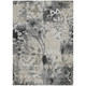 10' X 14' Black And Silver Botanical Leaves Washable Indoor Outdoor Area Rug