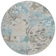 8' Teal Blue And Silver Round Botanical Leaves Washable Indoor Outdoor Area Rug