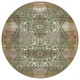 8' Olive Green And Green Round Oriental Washable Indoor Outdoor Area Rug