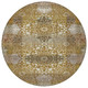 8' Walnut And Gold Round Oriental Washable Indoor Outdoor Area Rug