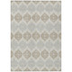 5' X 8' Ivory And Silver Striped Washable Indoor Outdoor Area Rug