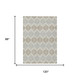 8' X 10' Ivory And Silver Striped Washable Indoor Outdoor Area Rug