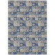 9' X 12' Navy Blue And Blue Floral Washable Indoor Outdoor Area Rug