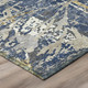 8' Navy Blue And Blue Round Floral Washable Indoor Outdoor Area Rug