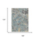 10' X 14' Teal Blue And Silver Floral Washable Indoor Outdoor Area Rug