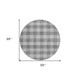 8' Gray And Charcoal Round Plaid Washable Indoor Outdoor Area Rug