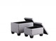17" Gray White Black Gray and White Fabric Tufted Storage Ottoman
