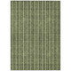 5' X 8' Olive Green And Ivory Striped Washable Indoor Outdoor Area Rug
