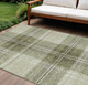 9' X 12' Artichoke Green Brown And Ivory Plaid Washable Indoor Outdoor Area Rug