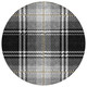 8' Black Gold And Gray Round Plaid Washable Indoor Outdoor Area Rug