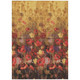 9' X 12' Gold Red And Brown Floral Washable Indoor Outdoor Area Rug