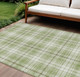 8' X 10' Artichoke Green Brown And Ivory Plaid Washable Indoor Outdoor Area Rug