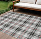 8' X 10' Black Ivory And Red Plaid Washable Indoor Outdoor Area Rug