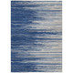 9' X 12' Navy Blue Gray And Ivory Striped Washable Indoor Outdoor Area Rug