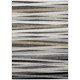 9' X 12' Gray Ivory And Beige Striped Washable Indoor Outdoor Area Rug